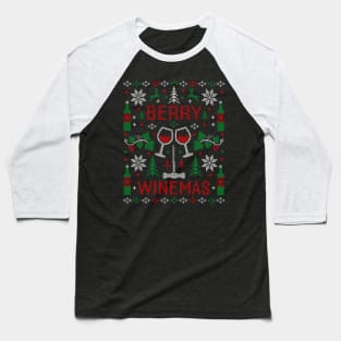 Funny Wine Lover Wine Drinking Ugly Christmas Sweater Party Favorite Baseball T-Shirt